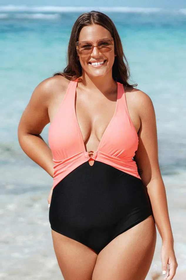 Women Plus Size and Curve Swimsuits Cupshe Sunset Color Block Plus Size One Piece Swimsuit Multicolor Women Plus Size and Curve Swimsuits Cupshe Sunset Color Block Plus Size One Piece Swimsuit Multicolor