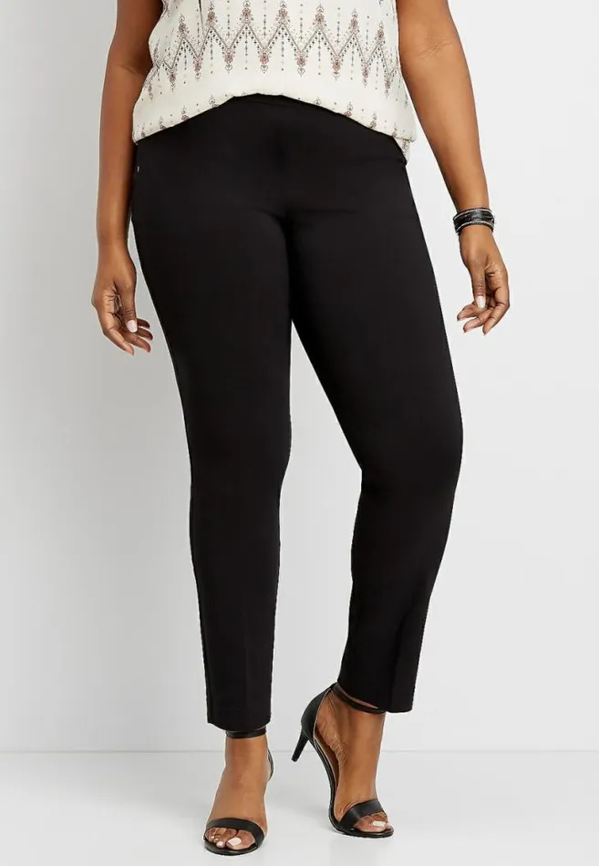 Women Plus Size Black Pull On Bengaline Skinny Ankle Pant Maurices Plus Bottoms