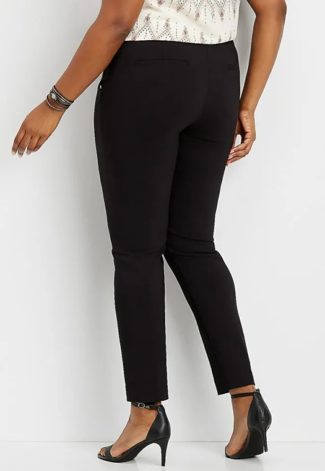 Women Plus Size Black Pull On Bengaline Skinny Ankle Pant Maurices Plus Bottoms