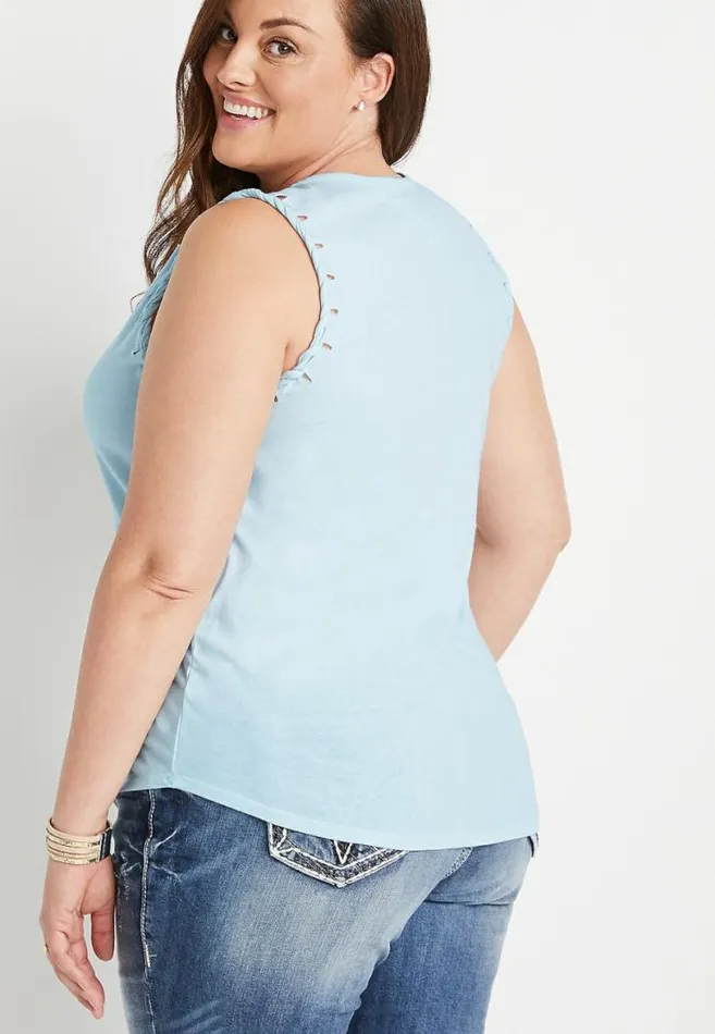 Women Plus Size Blue Americana Heart Graphic Tank Top Maurices Plus Tops