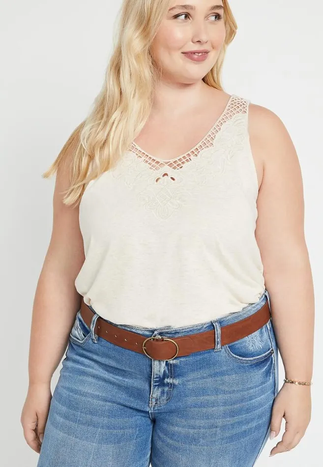 Women Plus Size Brown Double Buckle Ring Belt Maurices Belts