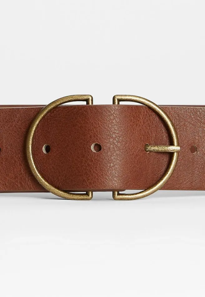 Women Plus Size Brown Double Buckle Ring Belt Maurices Belts