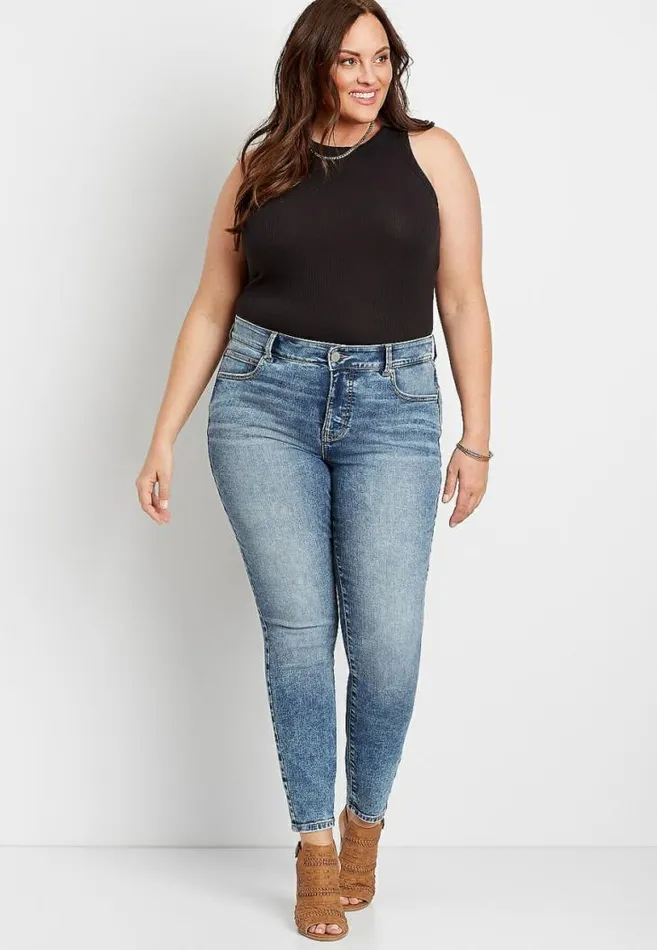 Women Plus Size Everflex High Rise Light Wash Skinny Jean Maurices Plus Jeans