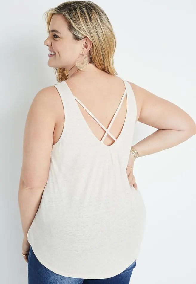 Women Plus Size Floral Lace Neck Tank Top Maurices Plus Tops