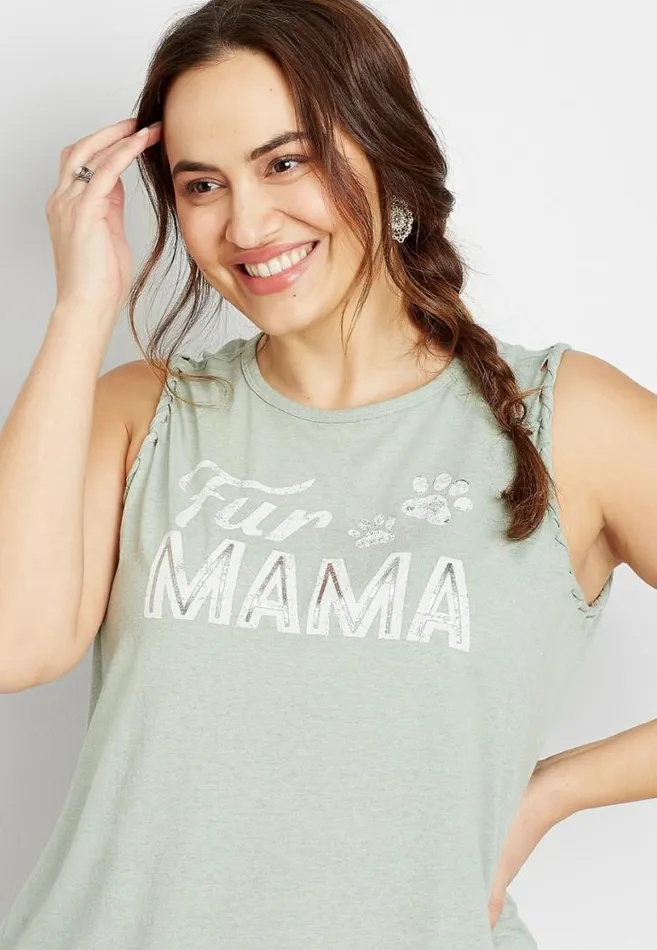 Women Plus Size Fur Mama Braided Graphic Tank Top Maurices Plus Tops