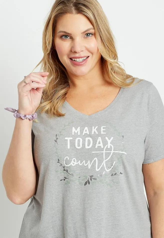 Women Plus Size Gray Make Today Count Graphic Tee Maurices Plus Tops
