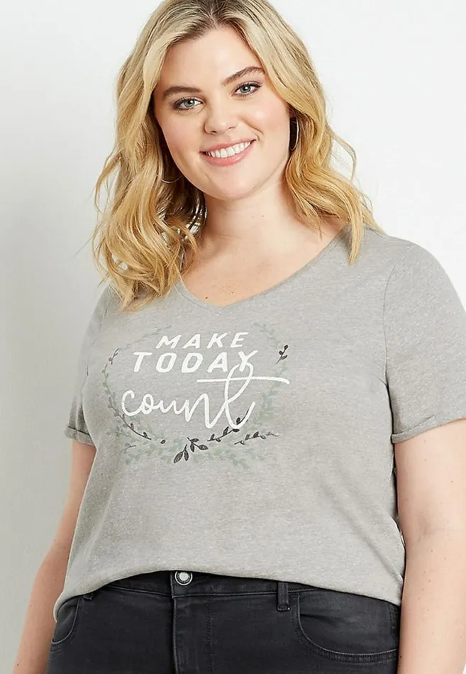 Women Plus Size Gray Make Today Count Graphic Tee Maurices Plus Tops