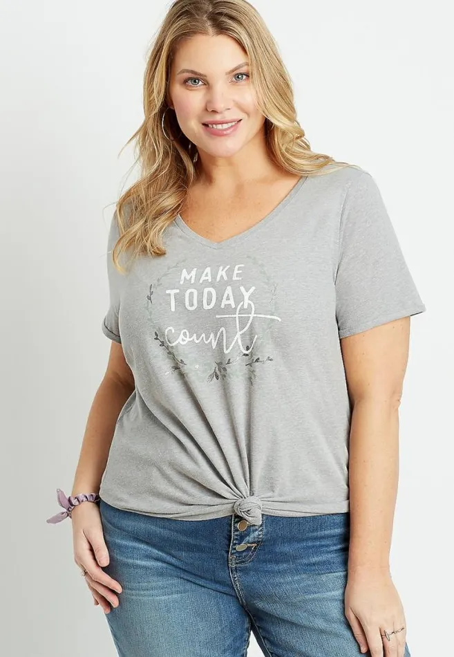 Women Plus Size Gray Make Today Count Graphic Tee Maurices Plus Tops