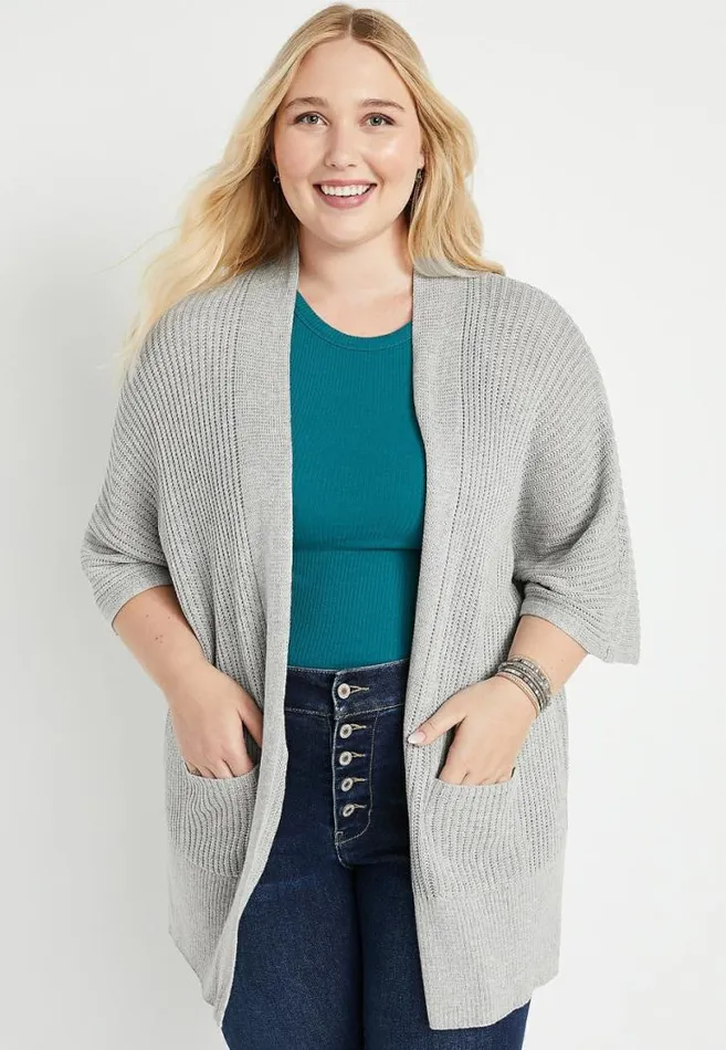 Women Plus Size Gray Oversized Duster Cardigan Maurices Plus Tops