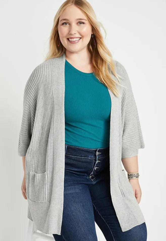 Women Plus Size Gray Oversized Duster Cardigan Maurices Plus Tops
