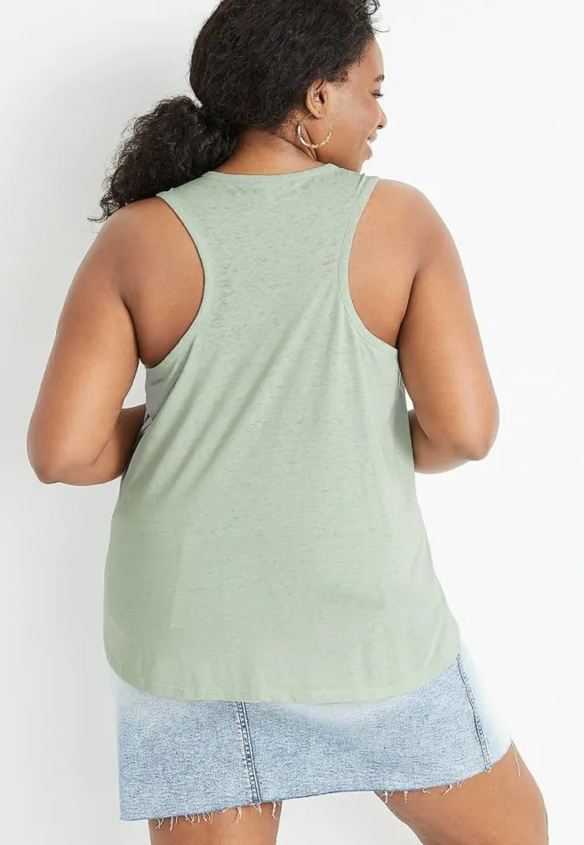 Women Plus Size Green Camping List Graphic Tank Top Maurices Plus Tops