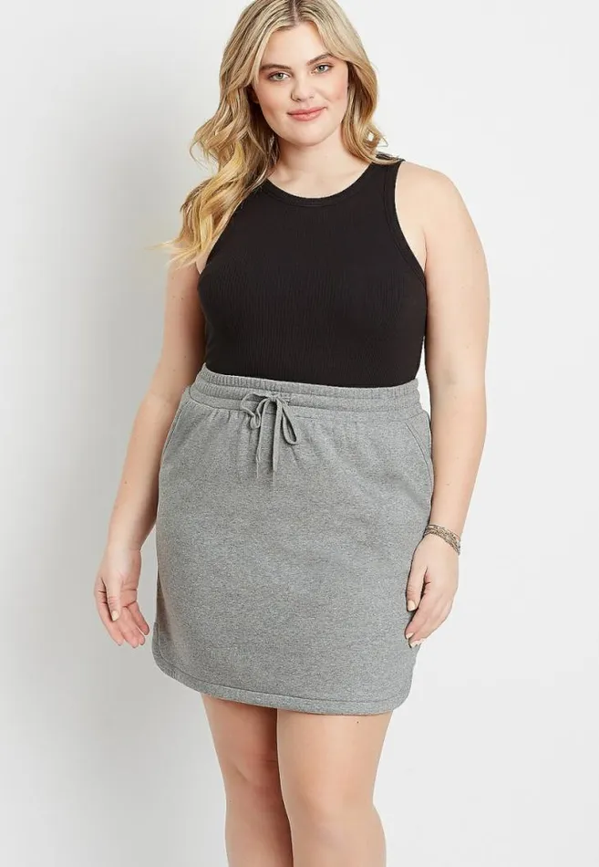 Women Plus Size Heather Gray French Terry Skirt Maurices Plus Bottoms