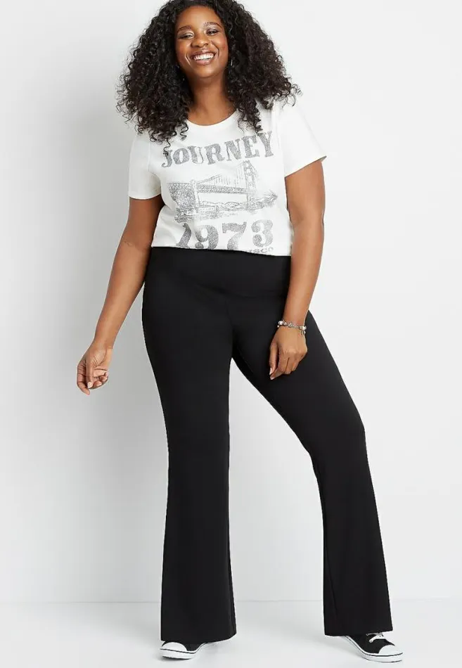 Women Plus Size High Rise Black Stretch Crepe Flare Pant Maurices Plus Bottoms Women Plus Size High Rise Black Stretch Crepe Flare Pant Maurices Plus Bottoms