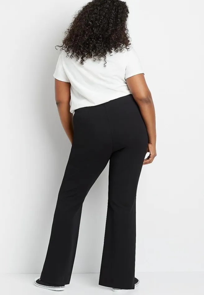 Women Plus Size High Rise Black Stretch Crepe Flare Pant Maurices Plus Bottoms