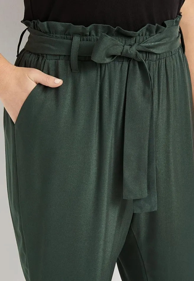 Women Plus Size High Rise Green Tie Waist Ankle Pant Maurices Plus Bottoms