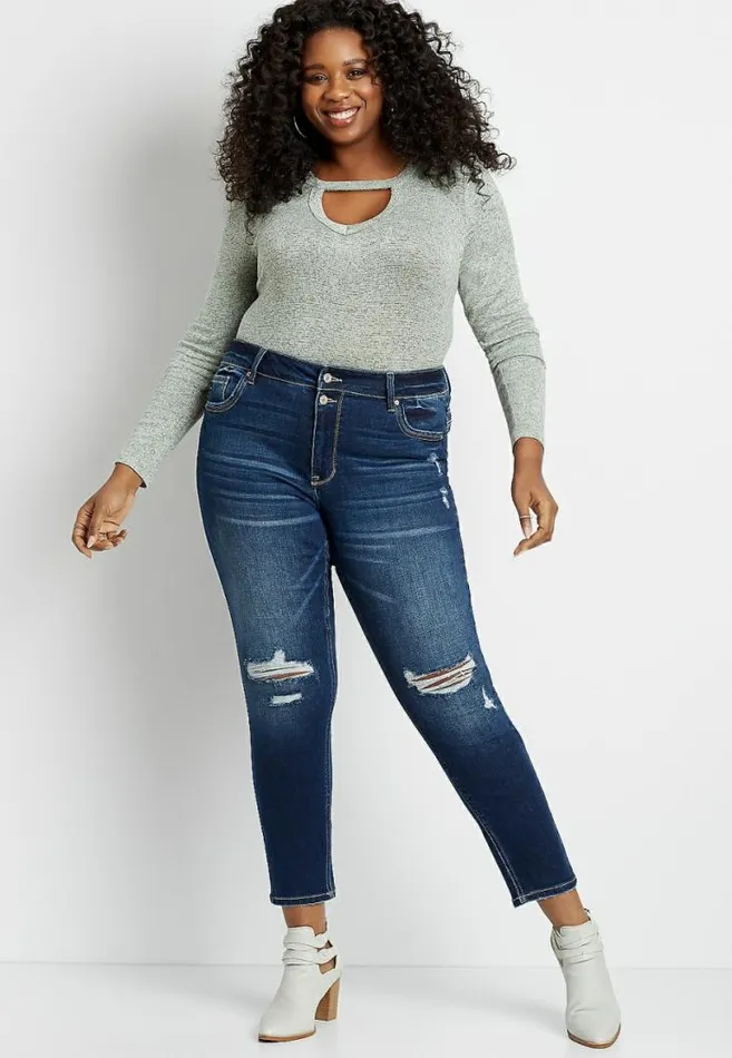 Women Plus Size Kancan High Rise Dark Destructed Skinny Jean Maurices Plus Jeans Women Plus Size Kancan High Rise Dark Destructed Skinny Jean Maurices Plus Jeans