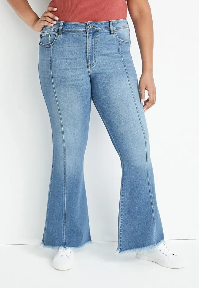 Women Plus Size Kancan High Rise Front Seam Flare Jean Maurices Plus Jeans