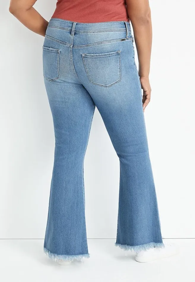 Women Plus Size Kancan High Rise Front Seam Flare Jean Maurices Plus Jeans