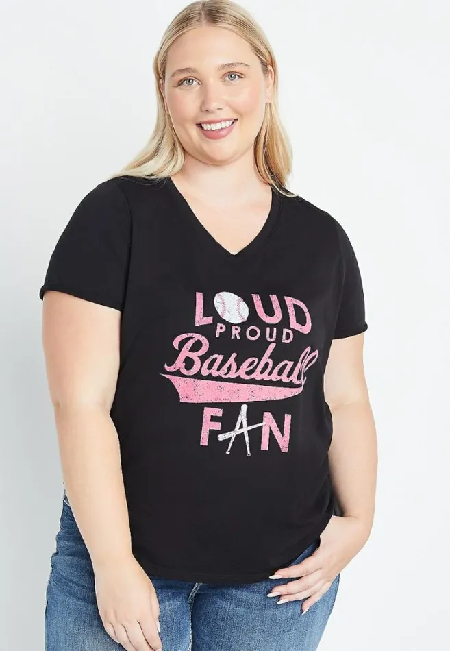 Women Plus Size Loud Proud Baseball Fan Graphic Tee Maurices Plus Tops