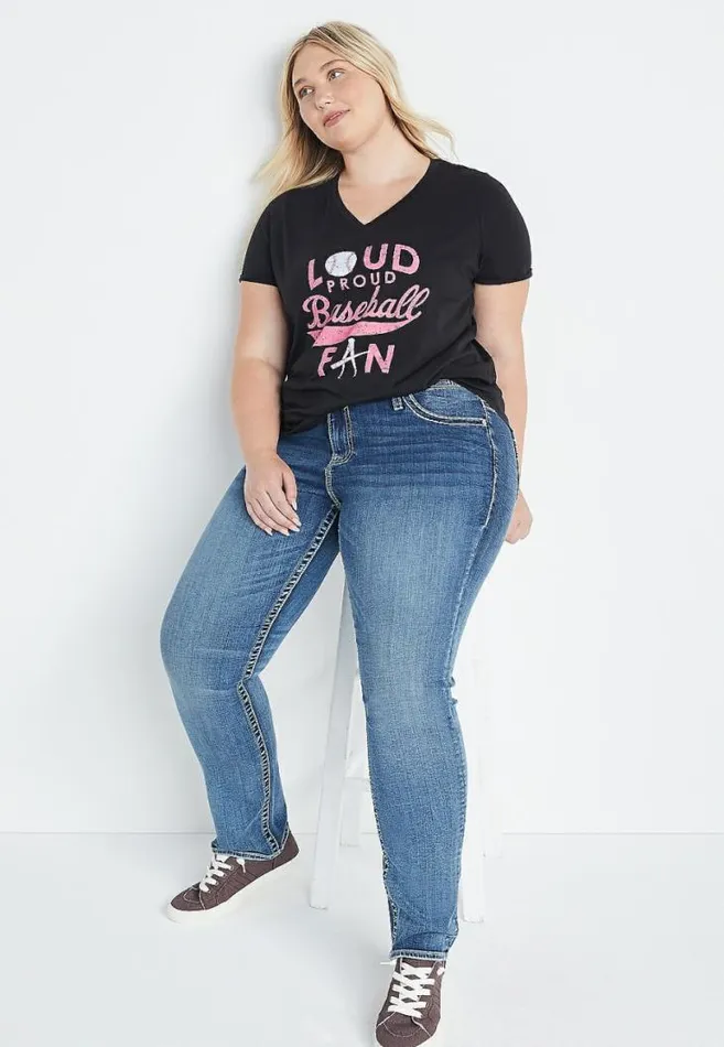 Women Plus Size Loud Proud Baseball Fan Graphic Tee Maurices Plus Tops