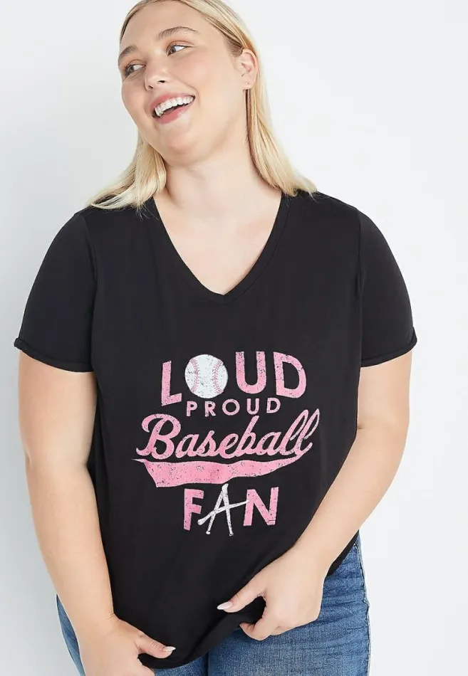 Women Plus Size Loud Proud Baseball Fan Graphic Tee Maurices Plus Tops