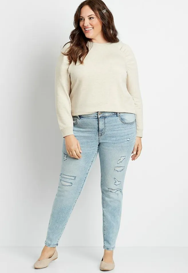 Women Plus Size M Jeans By Maurices Vintage High Rise Ripped Jegging Maurices Plus Jeans