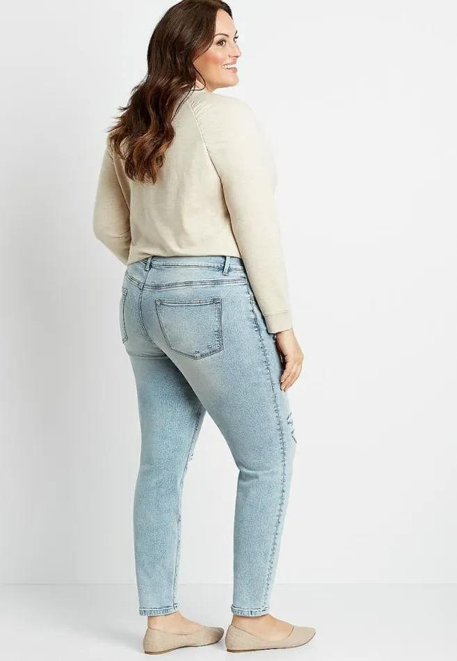 Women Plus Size M Jeans By Maurices Vintage High Rise Ripped Jegging Maurices Plus Jeans