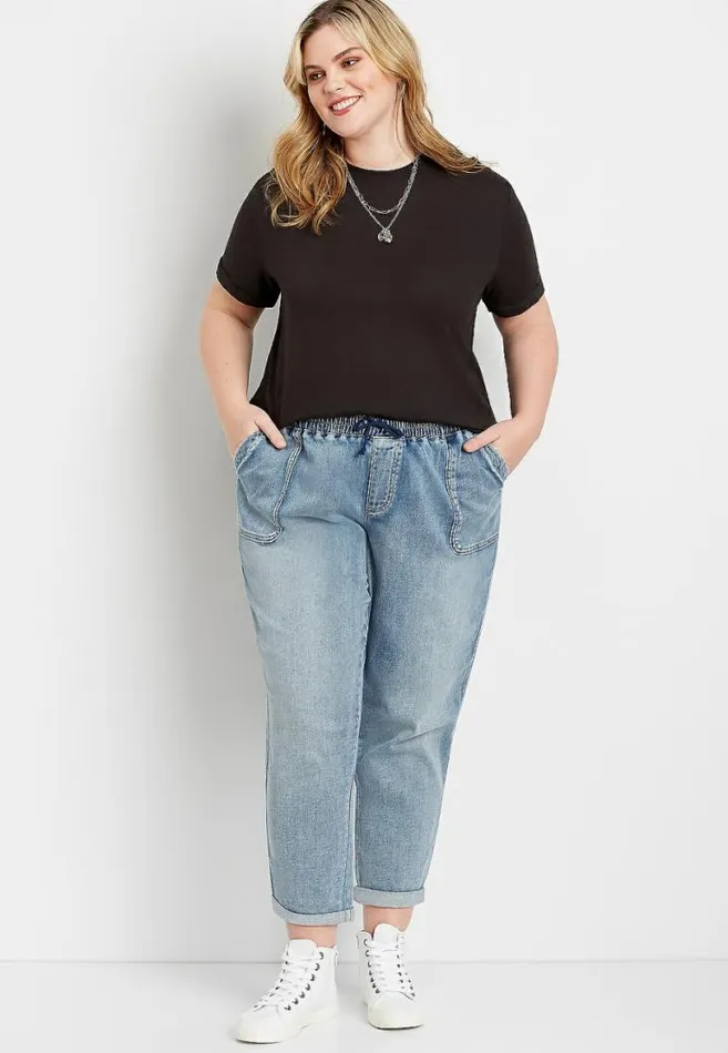 Women Plus Size Medium Marble Wash Denim Weekender Pant Maurices Plus Jeans