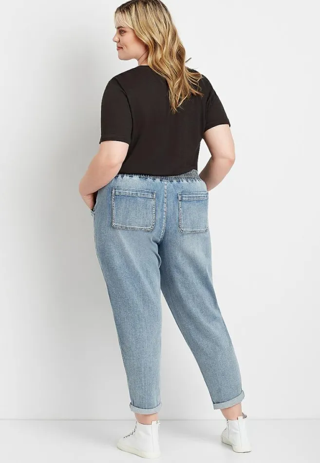 Women Plus Size Medium Marble Wash Denim Weekender Pant Maurices Plus Jeans