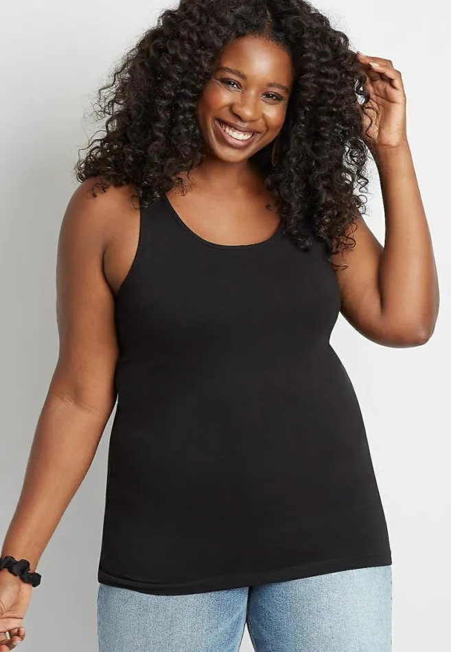 Women Plus Size Neutral Scoop Neck Tank Top Maurices Plus Tops