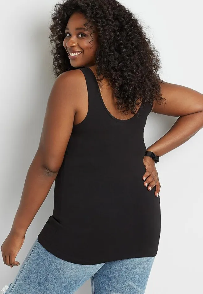 Women Plus Size Neutral Scoop Neck Tank Top Maurices Plus Tops