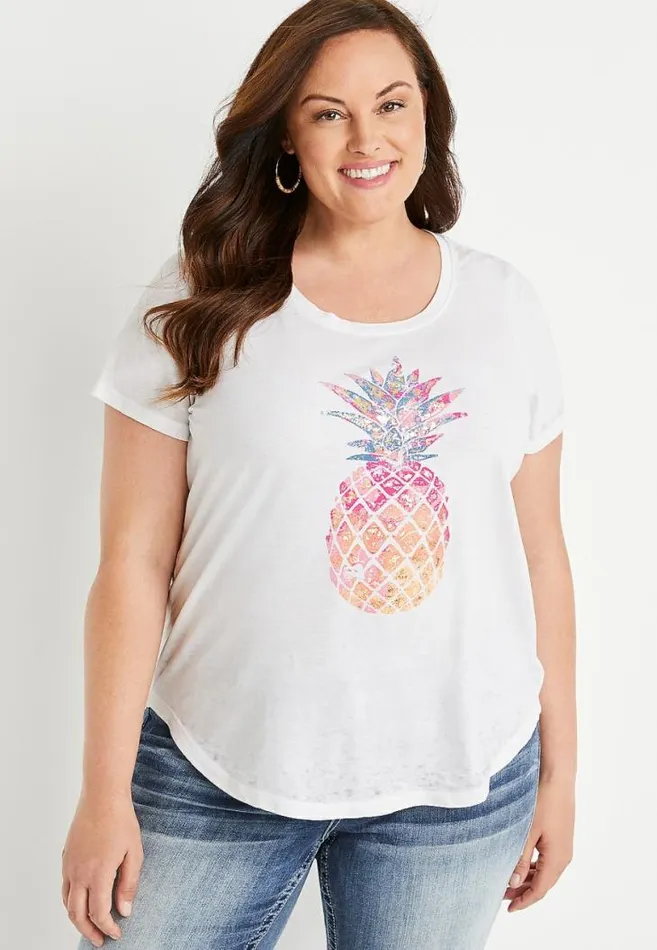 Women Plus Size Pineapple Graphic Tee Maurices Plus Tops