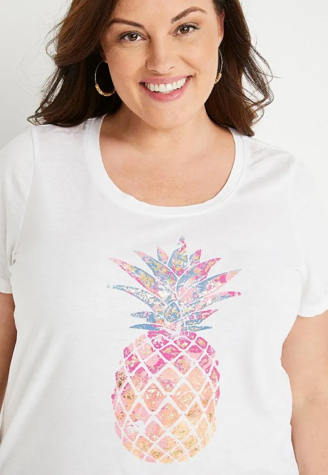 Women Plus Size Pineapple Graphic Tee Maurices Plus Tops