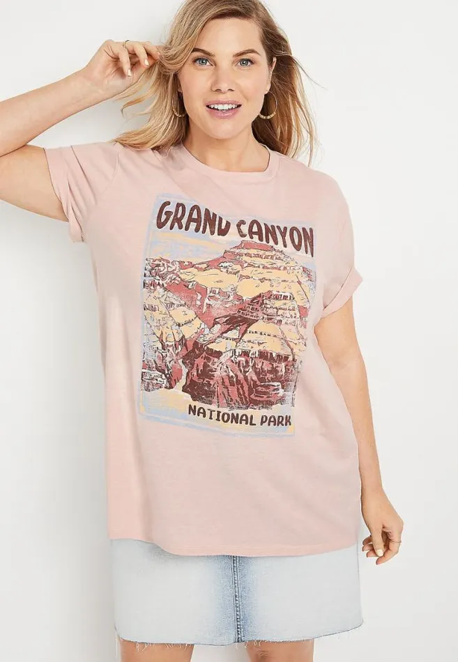 Women Plus Size Pink Grand Canyon Oversized Graphic Tee Maurices Plus Tops