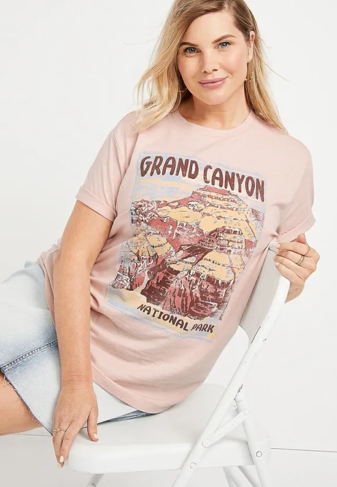 Women Plus Size Pink Grand Canyon Oversized Graphic Tee Maurices Plus Tops
