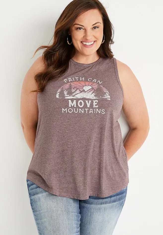 Women Plus Size Purple Faith Graphic Tank Top Maurices Plus Tops