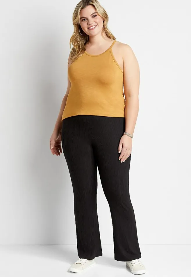 Women Plus Size Ribbed Flare Leg Pant Maurices Plus Bottoms