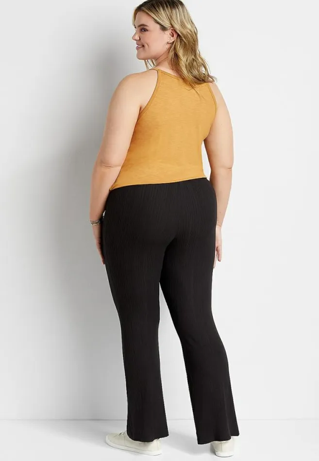 Women Plus Size Ribbed Flare Leg Pant Maurices Plus Bottoms