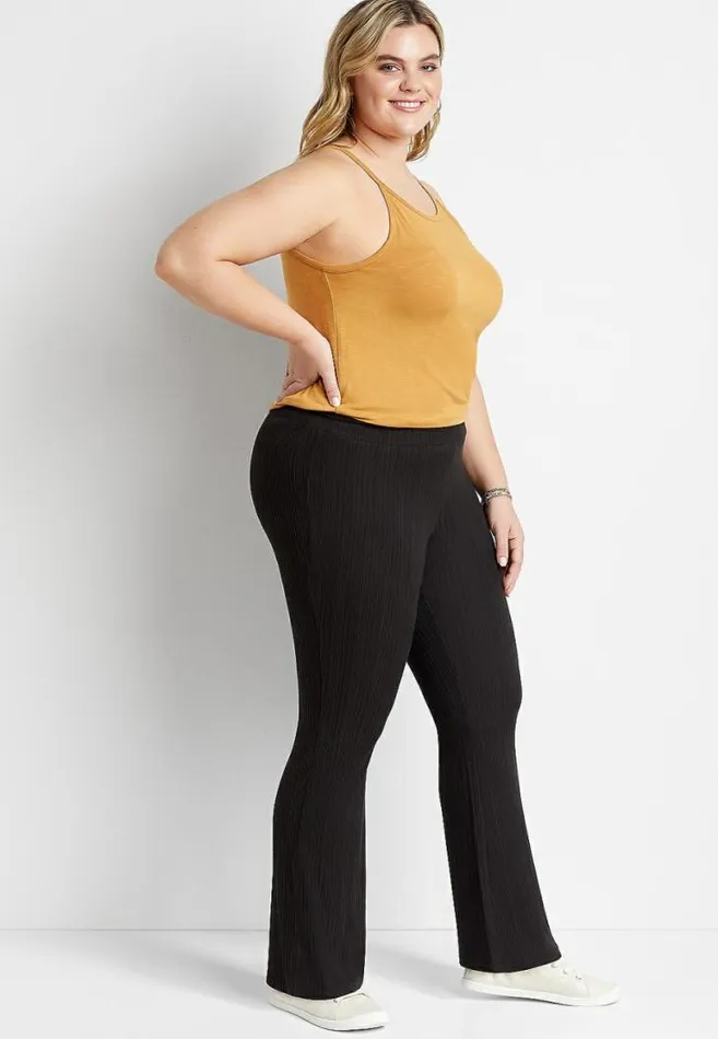 Women Plus Size Ribbed Flare Leg Pant Maurices Plus Bottoms