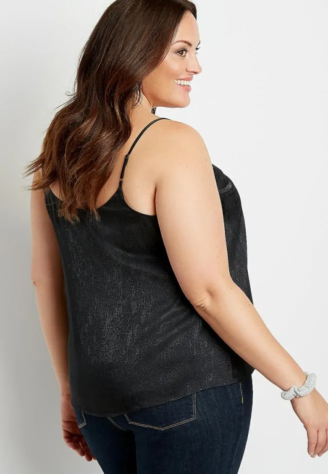 Women Plus Size Shimmer Sequin Trim Tank Top Maurices Plus Tops