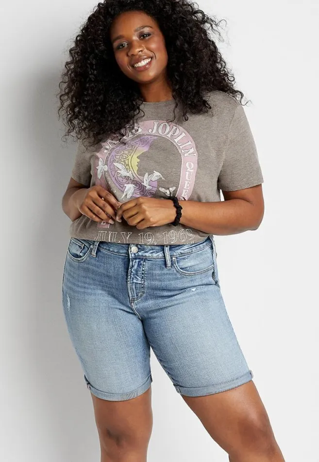 Women Plus Size Silver Jeans Co Avery High Rise Medium Wash 9In Bermuda Short Maurices Plus Bottoms Women Plus Size Silver Jeans Co Avery High Rise Medium Wash 9In Bermuda Short Maurices Plus Bottoms