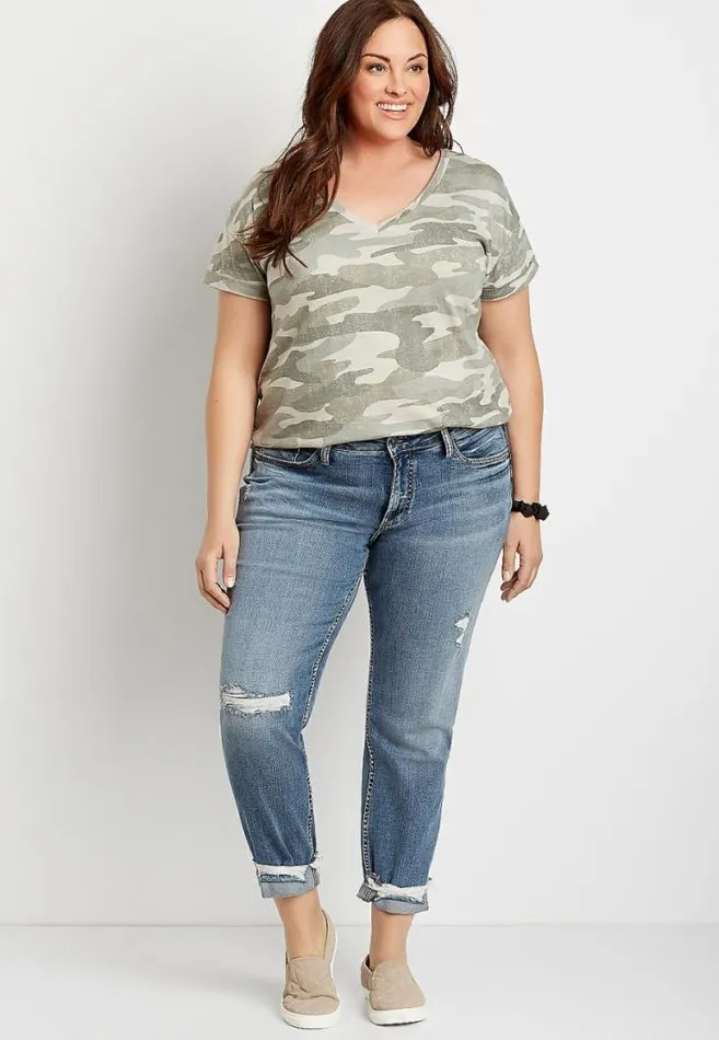 Women Plus Size Silver Jeans Co Dark Ripped Cuffed Boyfriend Jean Maurices Plus Jeans Women Plus Size Silver Jeans Co Dark Ripped Cuffed Boyfriend Jean Maurices Plus Jeans
