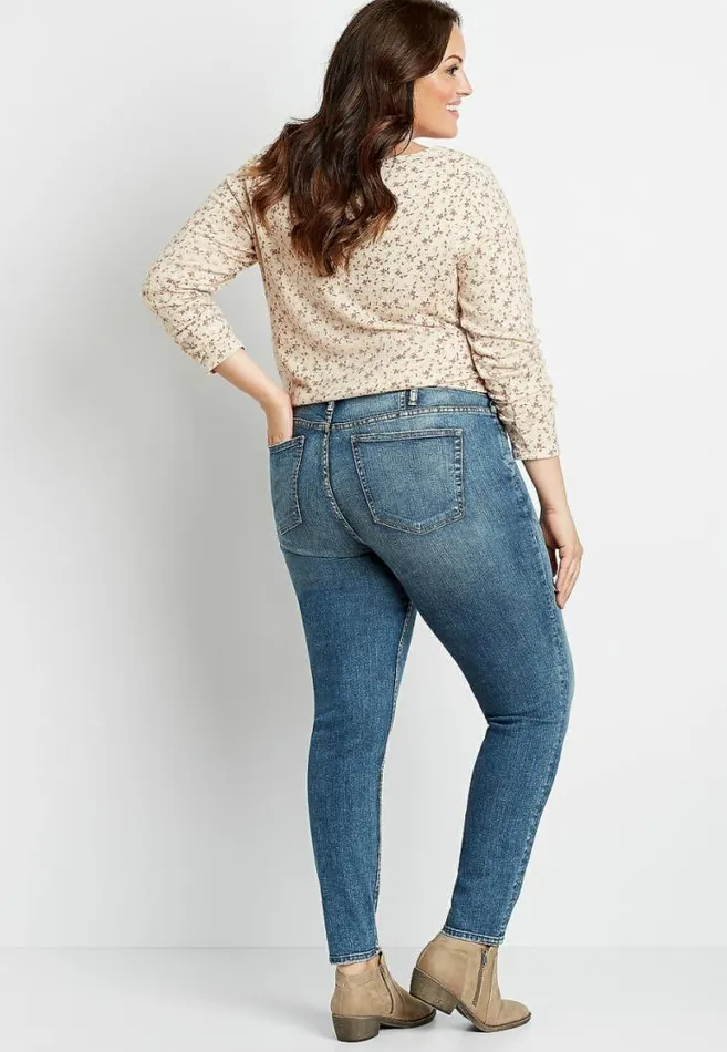 Women Plus Size Silver Jeans Co High Note High Rise Dark Wash Skinny Jean Maurices Plus Jeans