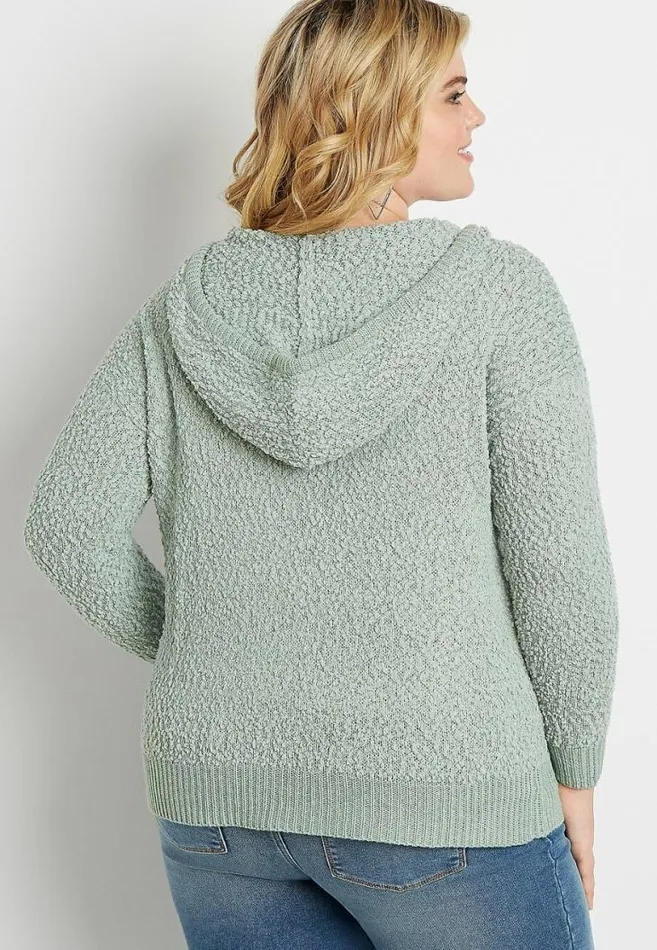 Women Plus Size Solid Hooded Pullover Sweater Maurices Plus Tops