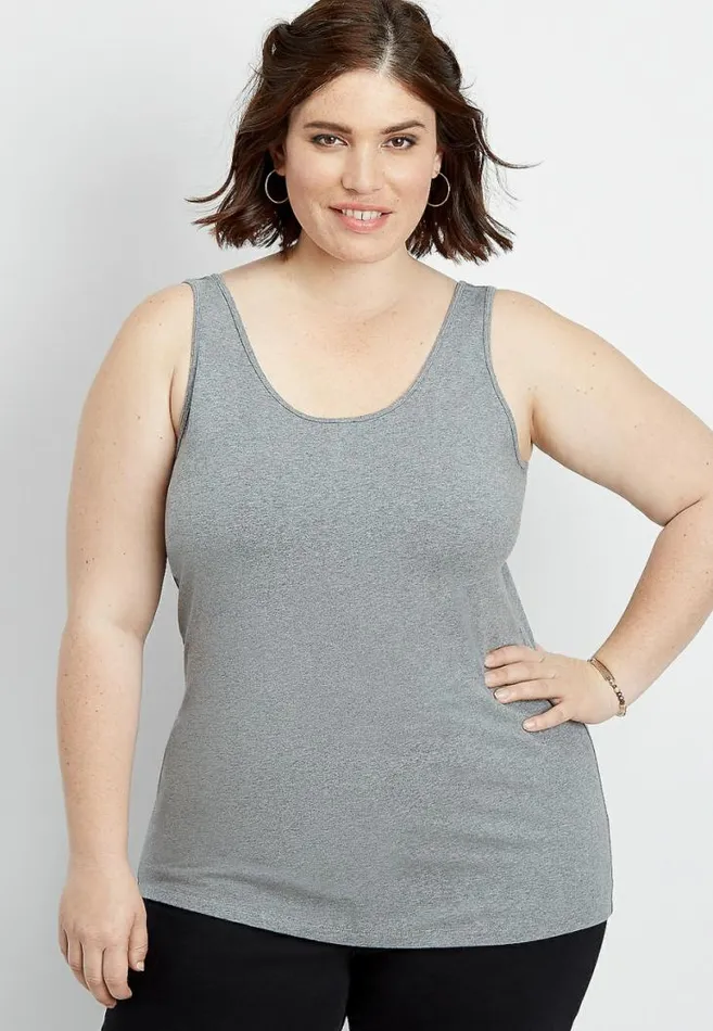 Women Plus Size Solid Scoop Neck Layering Tank Maurices Plus Tops