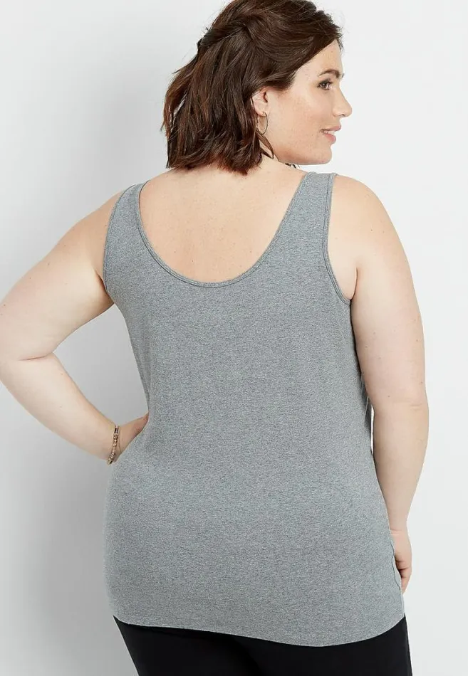 Women Plus Size Solid Scoop Neck Layering Tank Maurices Plus Tops