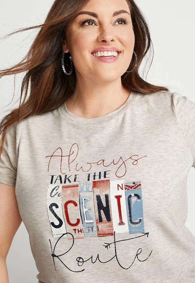 Women Plus Size Take The Scenic Route Graphic Tee Maurices Plus Tops