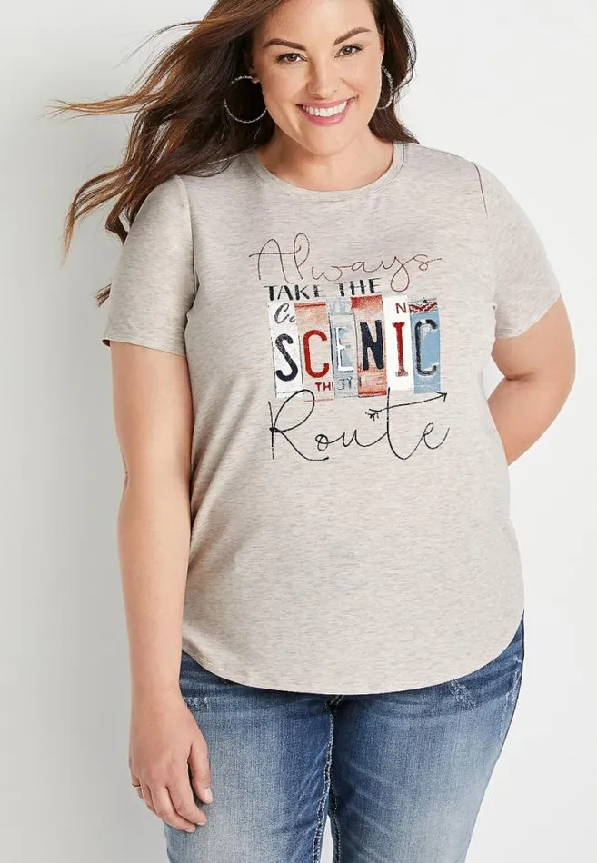 Women Plus Size Take The Scenic Route Graphic Tee Maurices Plus Tops