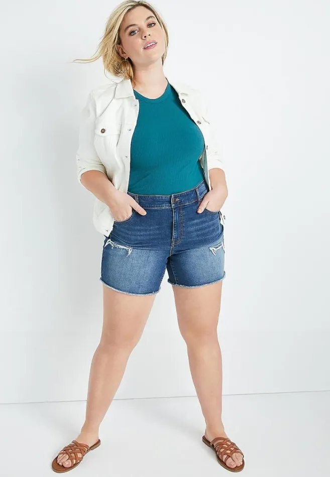 Women Plus Size Teal High Neck Fitted Ribbed Tank Top Maurices Plus Tops