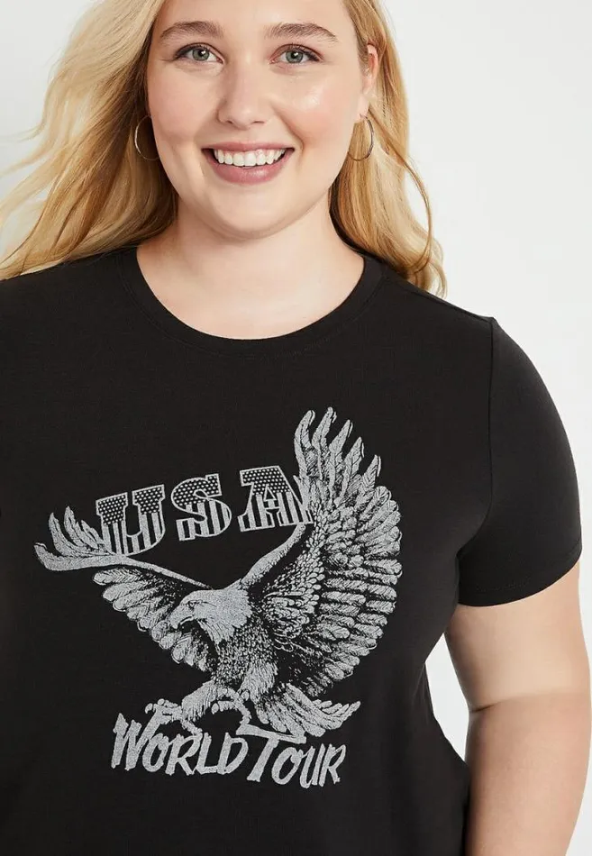 Women Plus Size Usa World Tour Graphic Tee Maurices Plus Tops